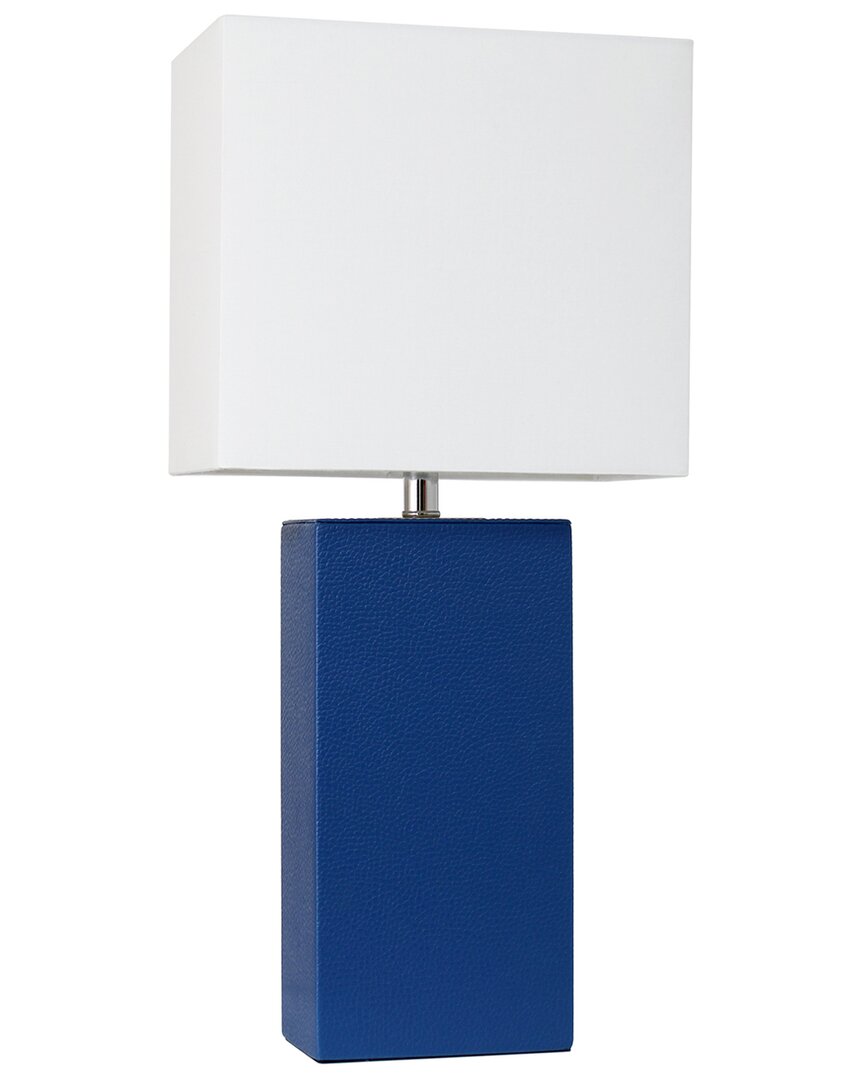 Lalia Home Laila Home Modern Leather Table Lamp With White Fabric Shade In Blue
