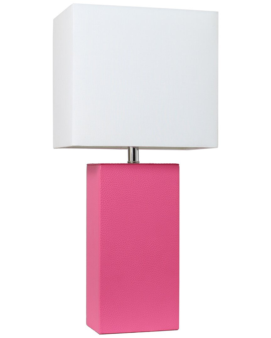 Lalia Home Laila Home Modern Leather Table Lamp With White Fabric Shade In Pink