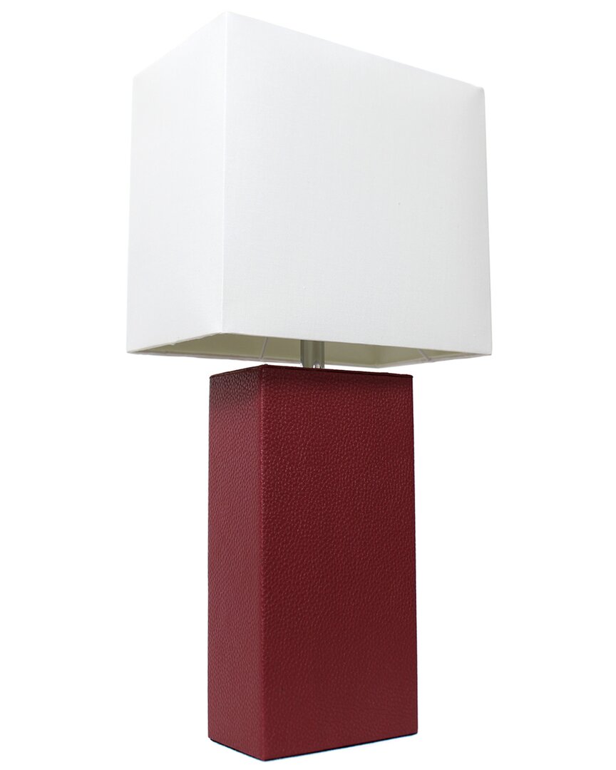 Lalia Home Laila Home Modern Leather Table Lamp With White Fabric Shade In Red