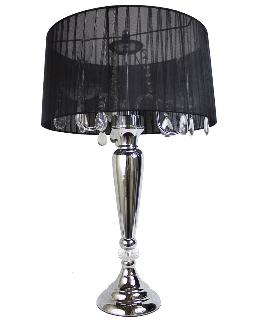 Lalia Home Laila Home Trendy Romantic Sheer Shade Table Lamp With Hanging Crystals In Silver