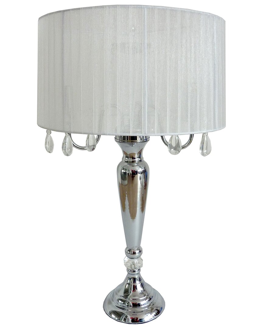 Lalia Home Laila Home Trendy Romantic Sheer Shade Table Lamp With Hanging Crystals In Silver