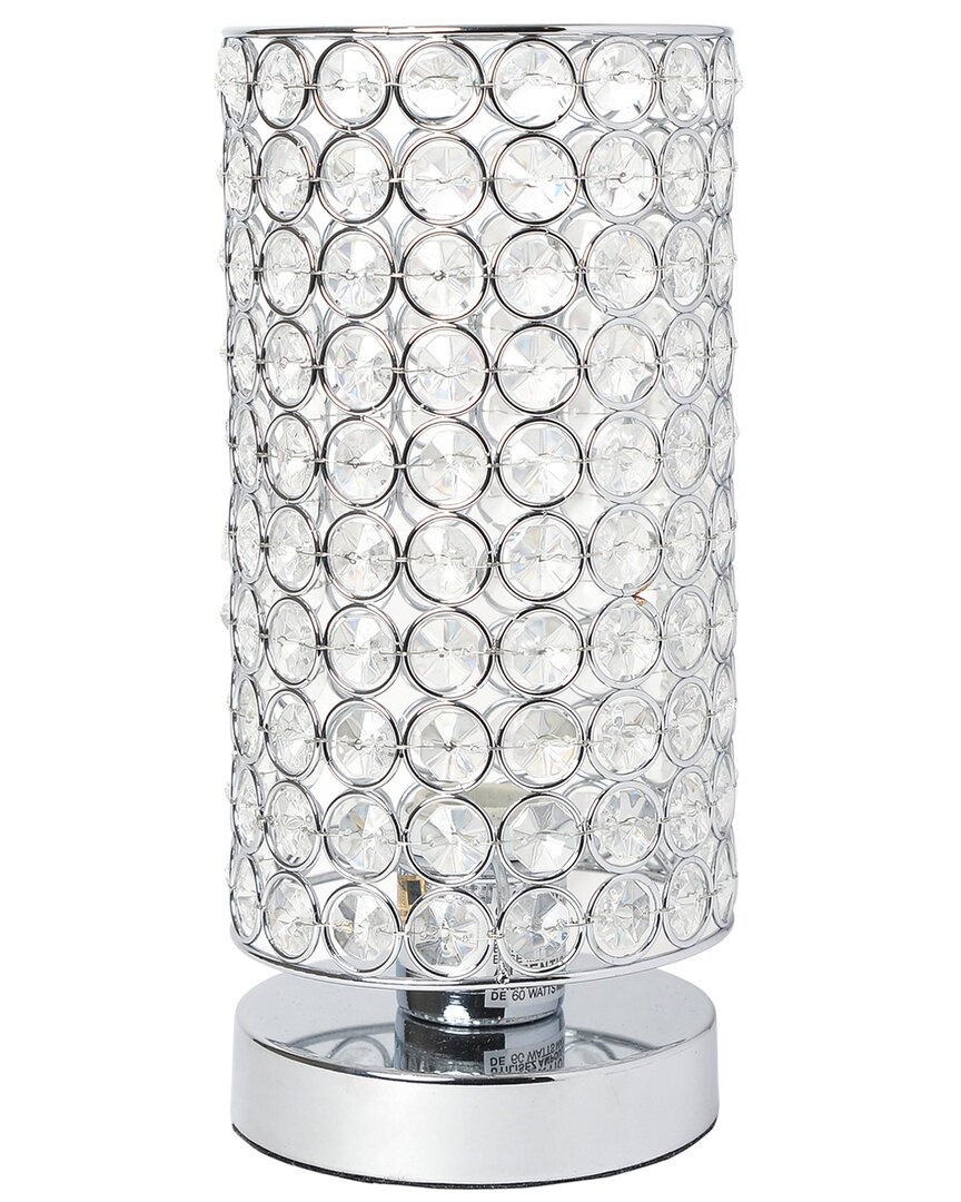 Lalia Home Laila Home Elipse Crystal Bedside Nightstand Cylindrical Uplight Table Lamp In Silver