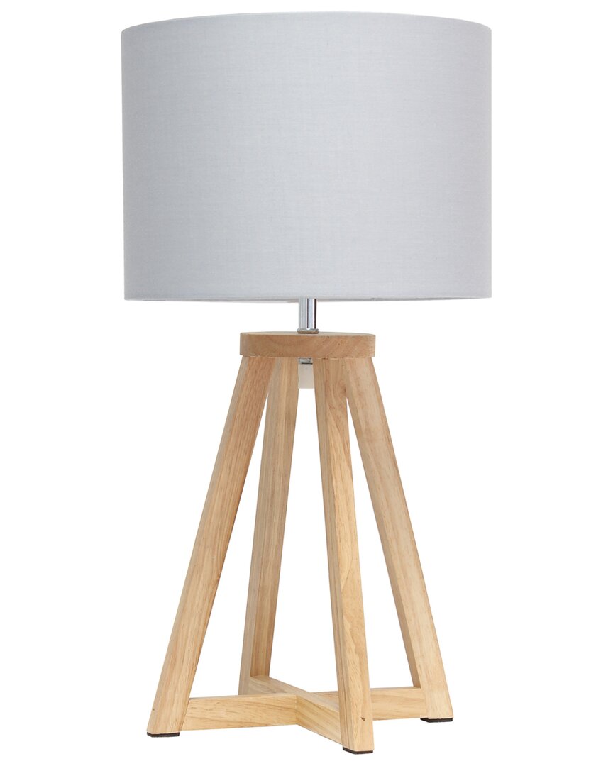 Lalia Home Laila Home Interlocked Triangular Natural Wood Table Lamp With Gray Fabric Shade