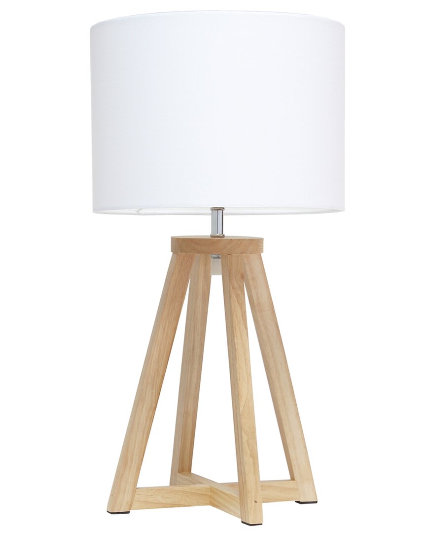 Lalia Home Laila Home Interlocked Triangular Natural Wood Table Lamp With White Fabric Shade