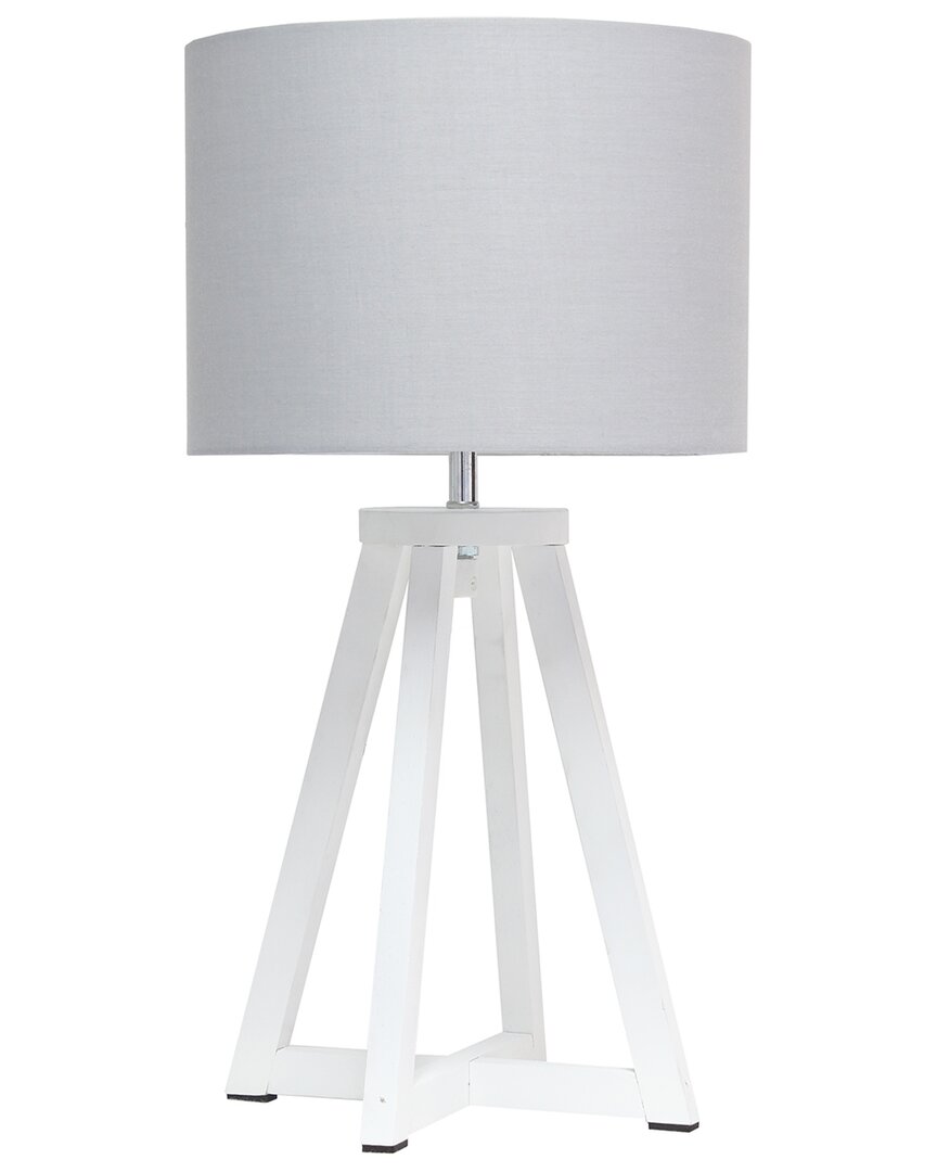 Lalia Home Laila Home Interlocked Triangular White Wood Table Lamp With Gray Fabric Shade