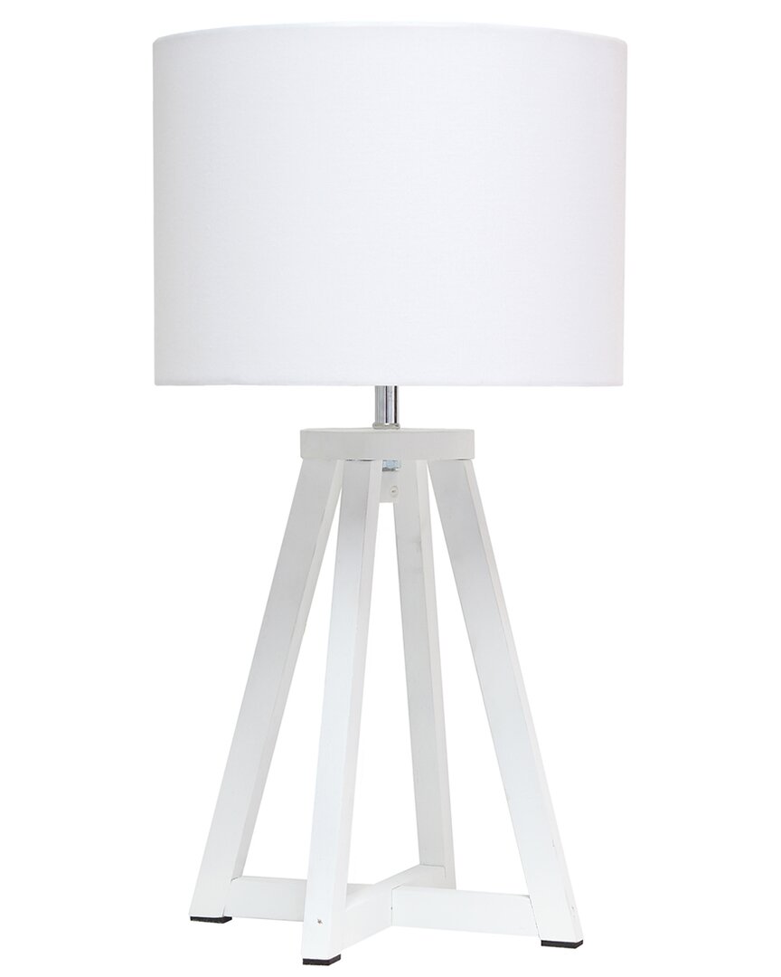 Lalia Home Laila Home Interlocked Triangular White Wood Table Lamp With White Fabric Shade