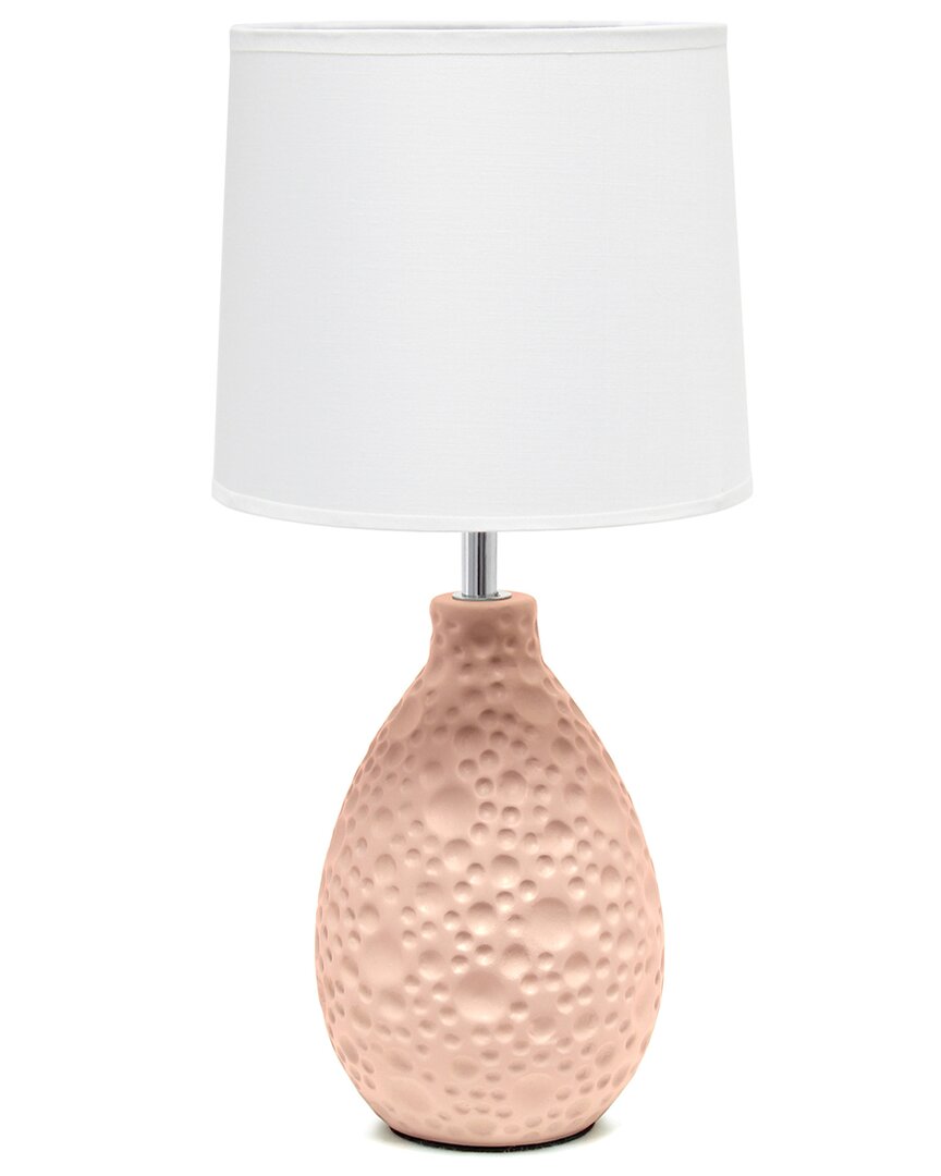 Lalia Home Laila Home Textured Stucco Ceramic Oval Table Lamp In Pink