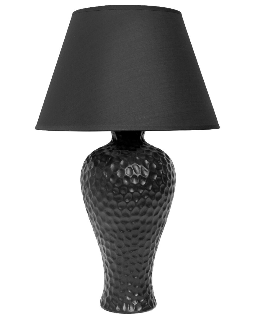 Lalia Home Laila Home Textured Stucco Curvy Ceramic Table Lamp In Black