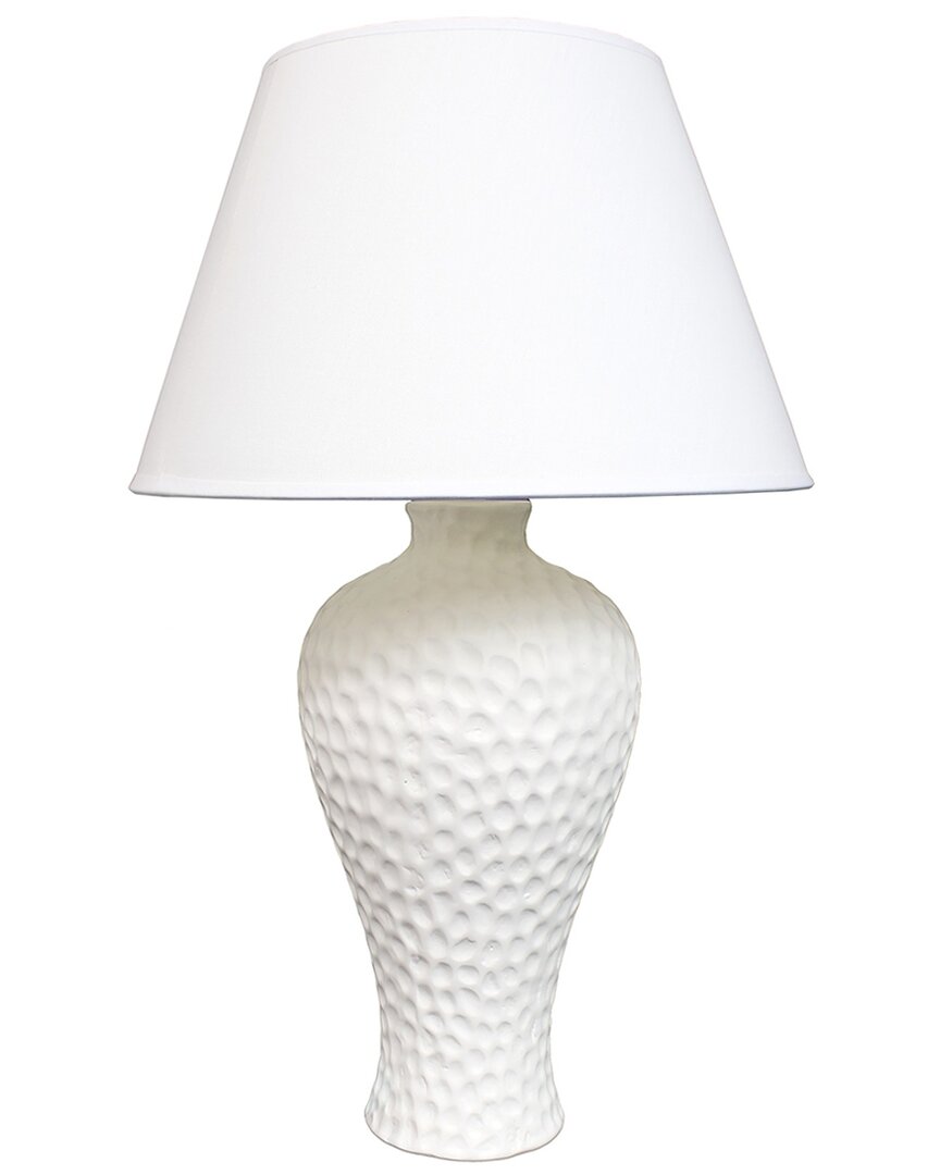 Lalia Home Laila Home Textured Stucco Curvy Ceramic Table Lamp In White