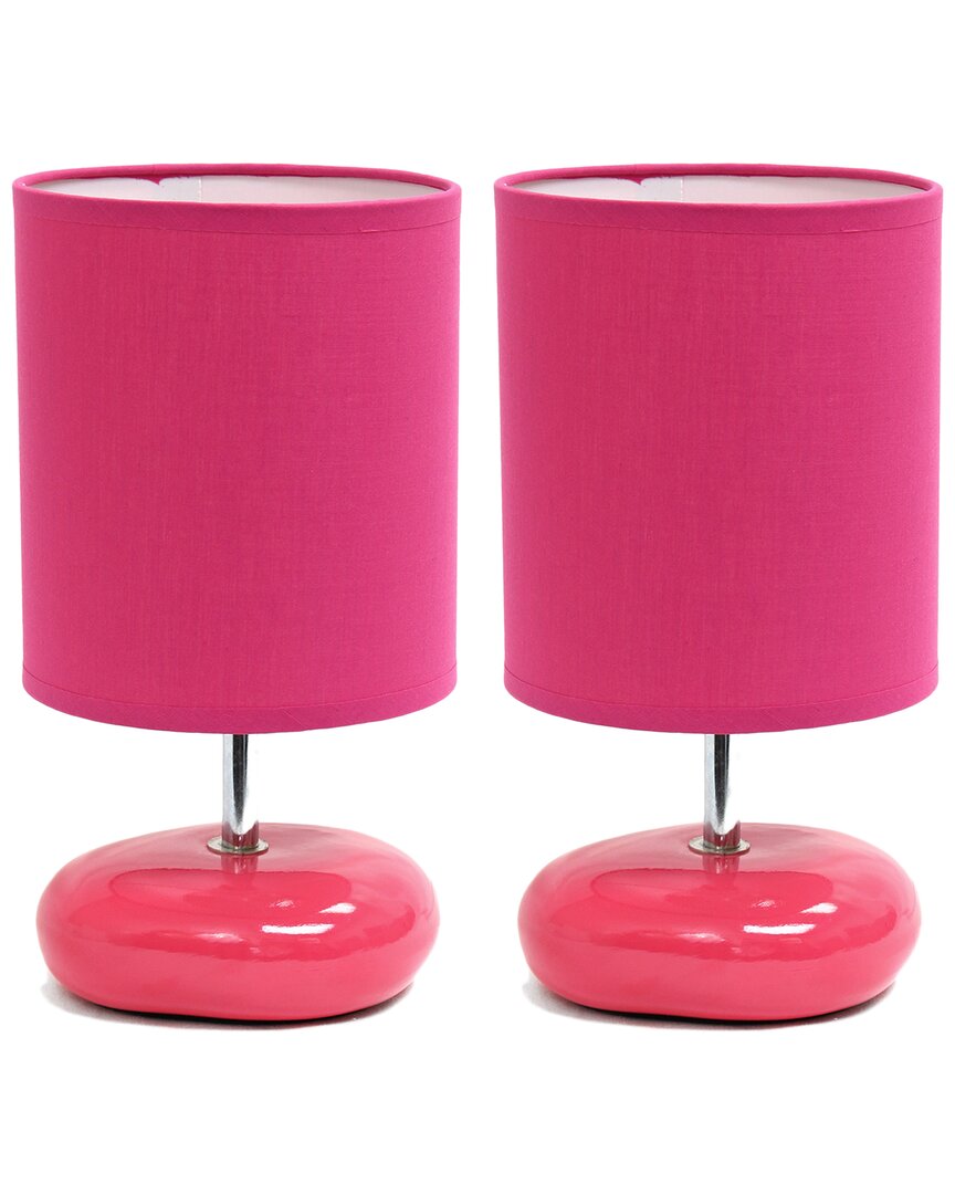 Lalia Home Laila Home Stonies Small Stone Look Table Bedside Lamp 2pk Set In Fuchsia