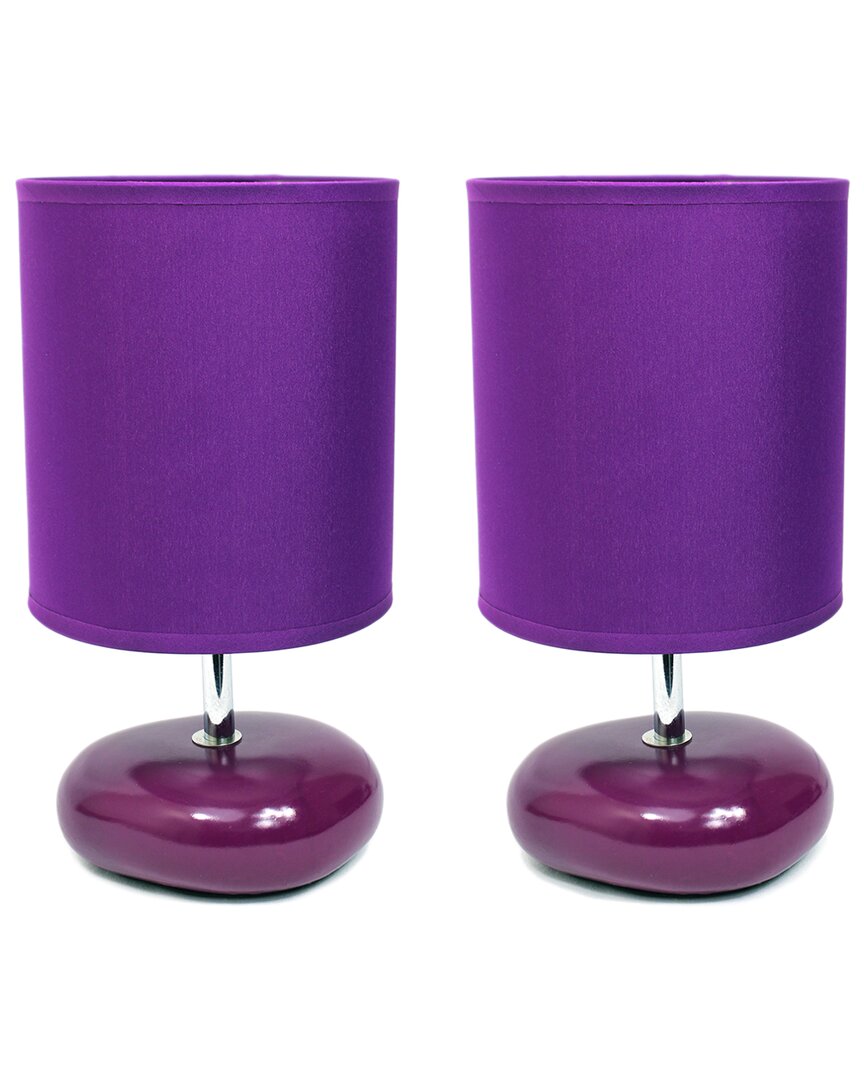 Lalia Home Laila Home Stonies Small Stone Look Table Bedside Lamp 2pk Set In Purple