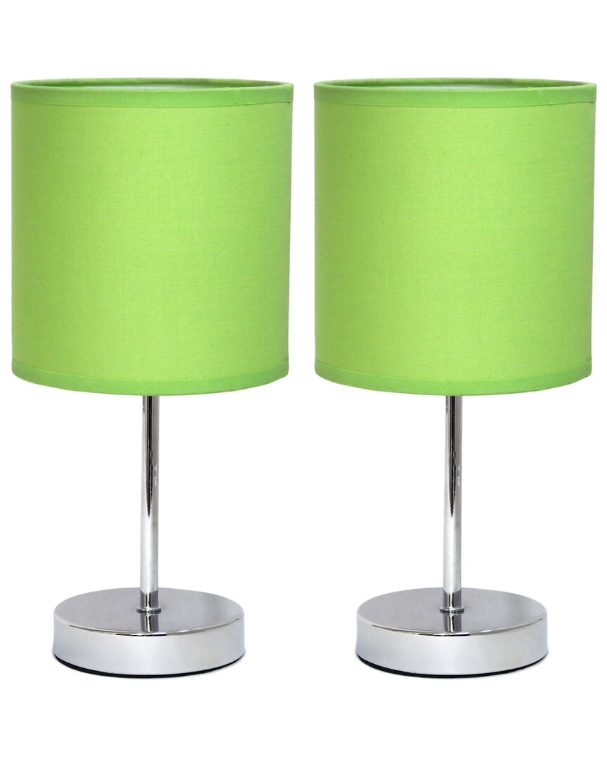 Lalia Home Laila Home Chrome Mini Basic Table Lamp With Fabric Shade 2pk Set In Silver