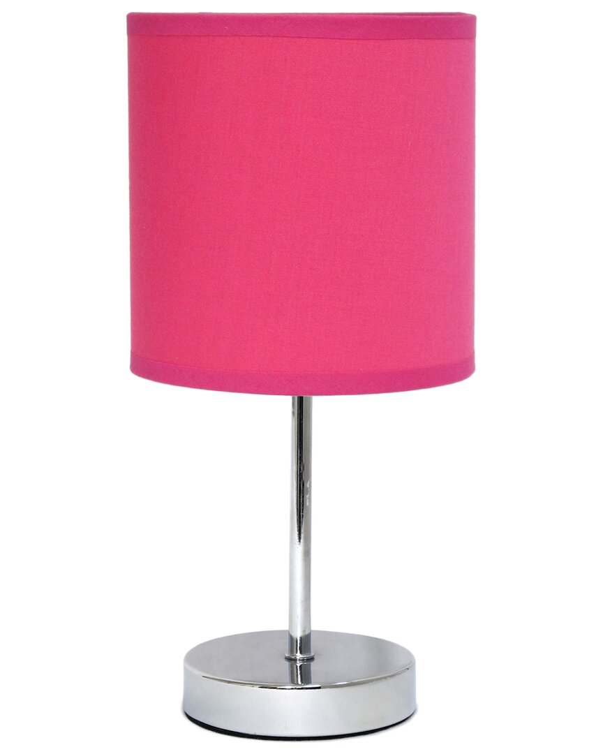 Lalia Home Laila Home Chrome Mini Basic Table Lamp With Fabric Shade In Pink