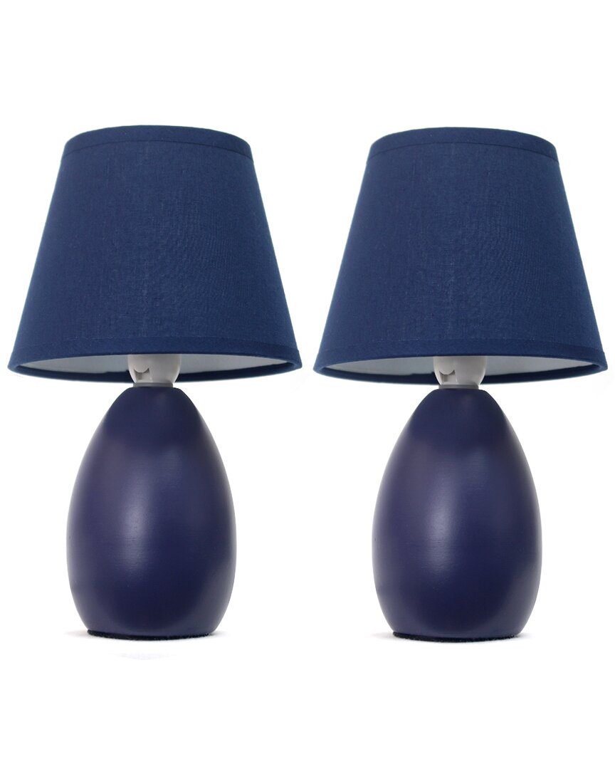 Lalia Home Laila Home Mini Egg Oval Ceramic Table Lamp 2pk Set In Blue