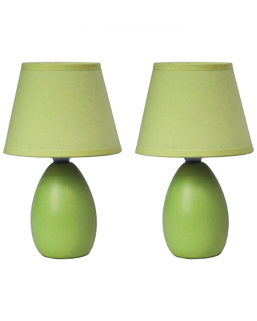 Lalia Home Laila Home Mini Egg Oval Ceramic Table Lamp 2pk Set In Green