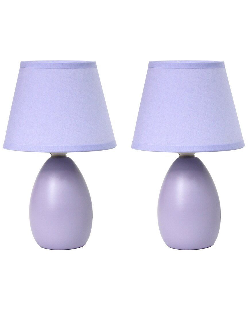 Lalia Home Laila Home Mini Egg Oval Ceramic Table Lamp 2pk Set In Purple