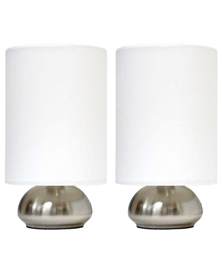 Lalia Home Laila Home Gemini 2pk Mini Touch Lamp With Brushed Nickel Base And Ivy Fabric Shades In Brown