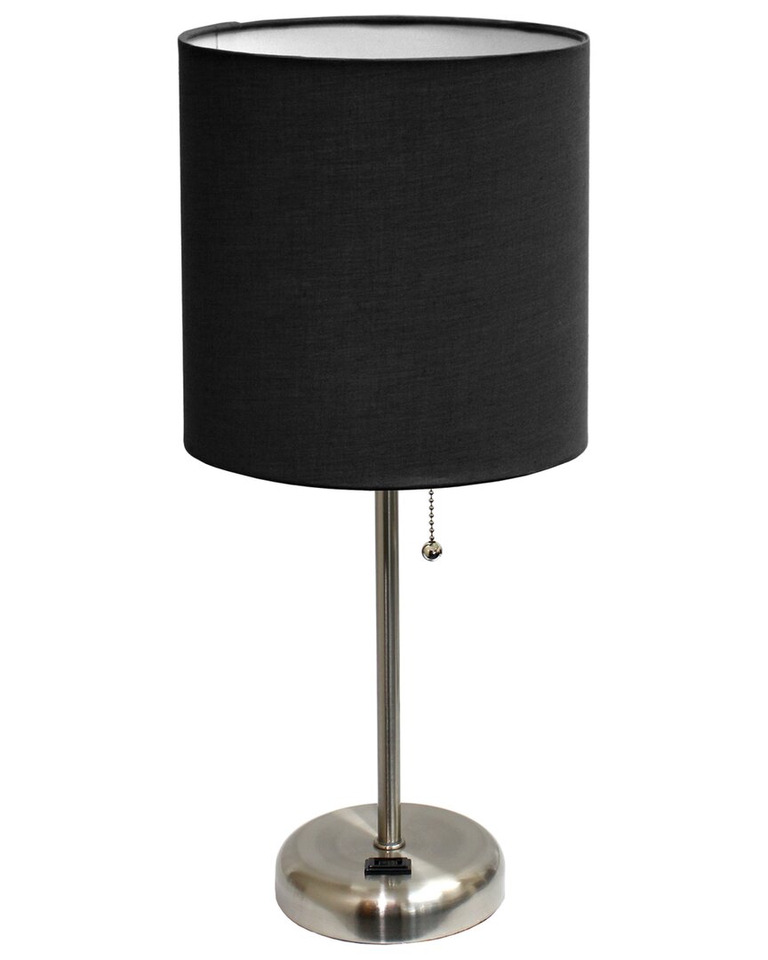 Lalia Home Laila Home Stick Lamp With Charging Outlet And Fabric Shade In Brown