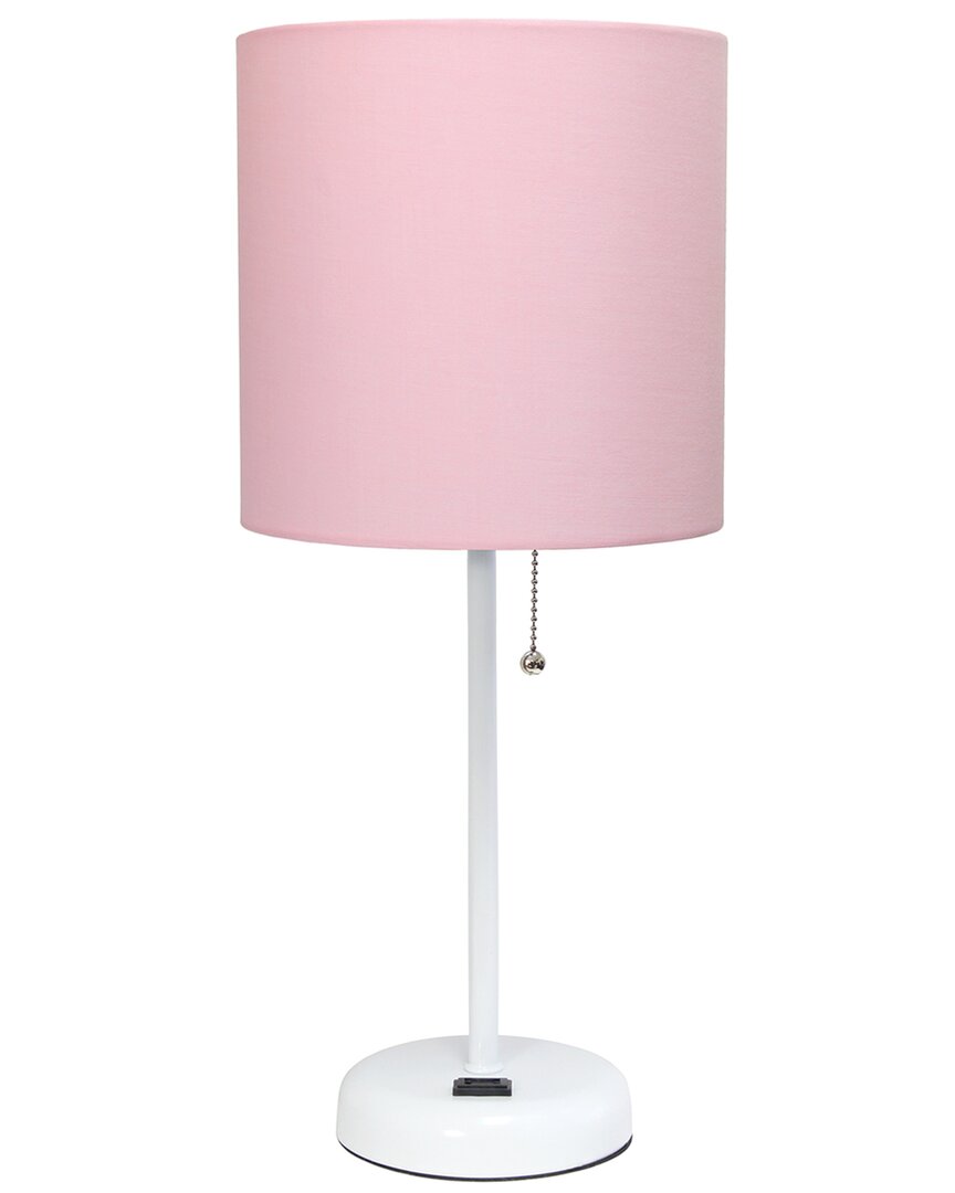 Lalia Home Laila Home White Stick Lamp With Charging Outlet And Fabric Shade