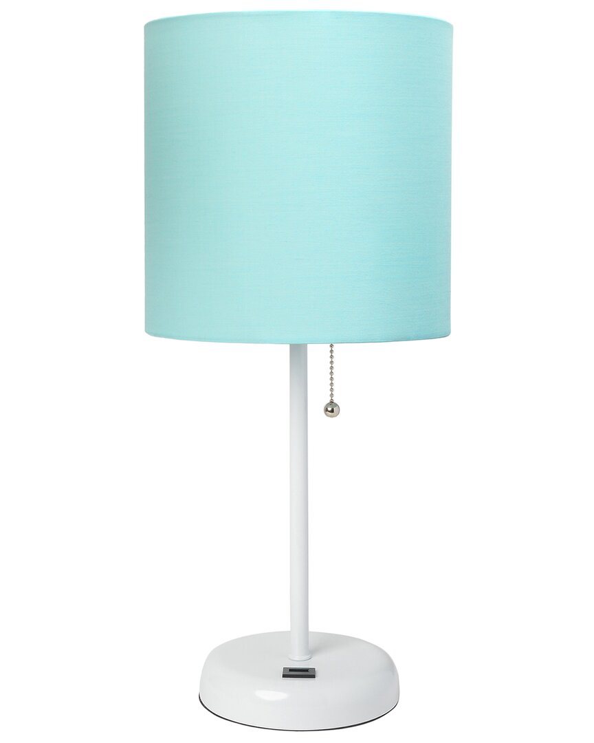 Lalia Home Laila Home White Stick Lamp With Usb Charging Port And Fabric Shade