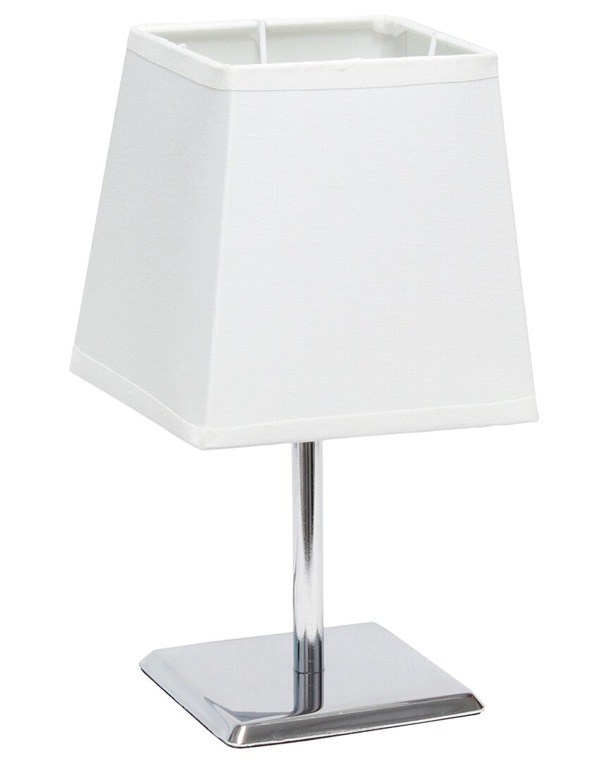 Lalia Home Laila Home Mini Chrome Table Lamp With Squared Empire Fabric Shade In White