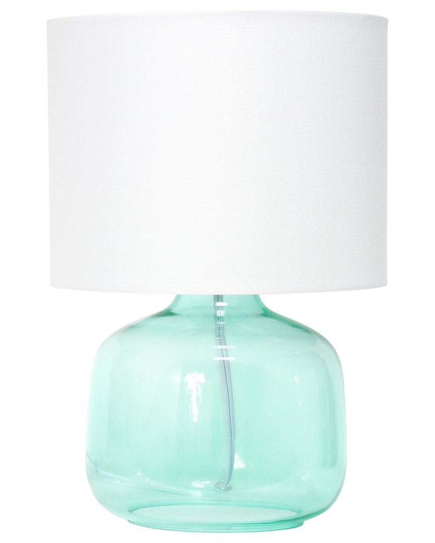 Lalia Home Laila Home Glass Table Lamp With Fabric Shade In Aqua