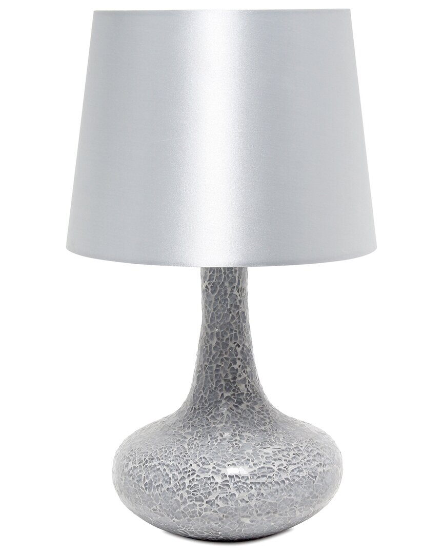 Lalia Home Laila Home Mosaic Tiled Glass Genie Table Lamp With Fabric Shade In Gray