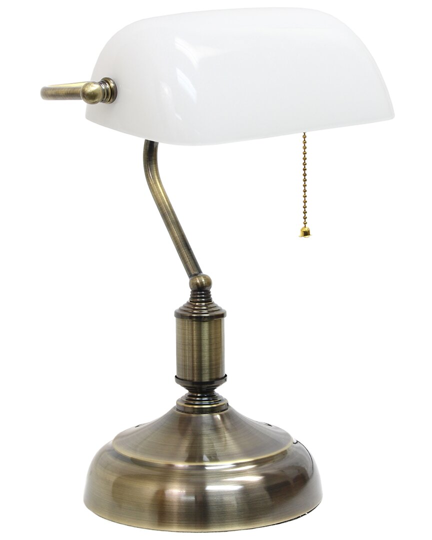 Lalia Home Laila Home Executive Banker's Desk Lamp With Glass Shade In Metallic