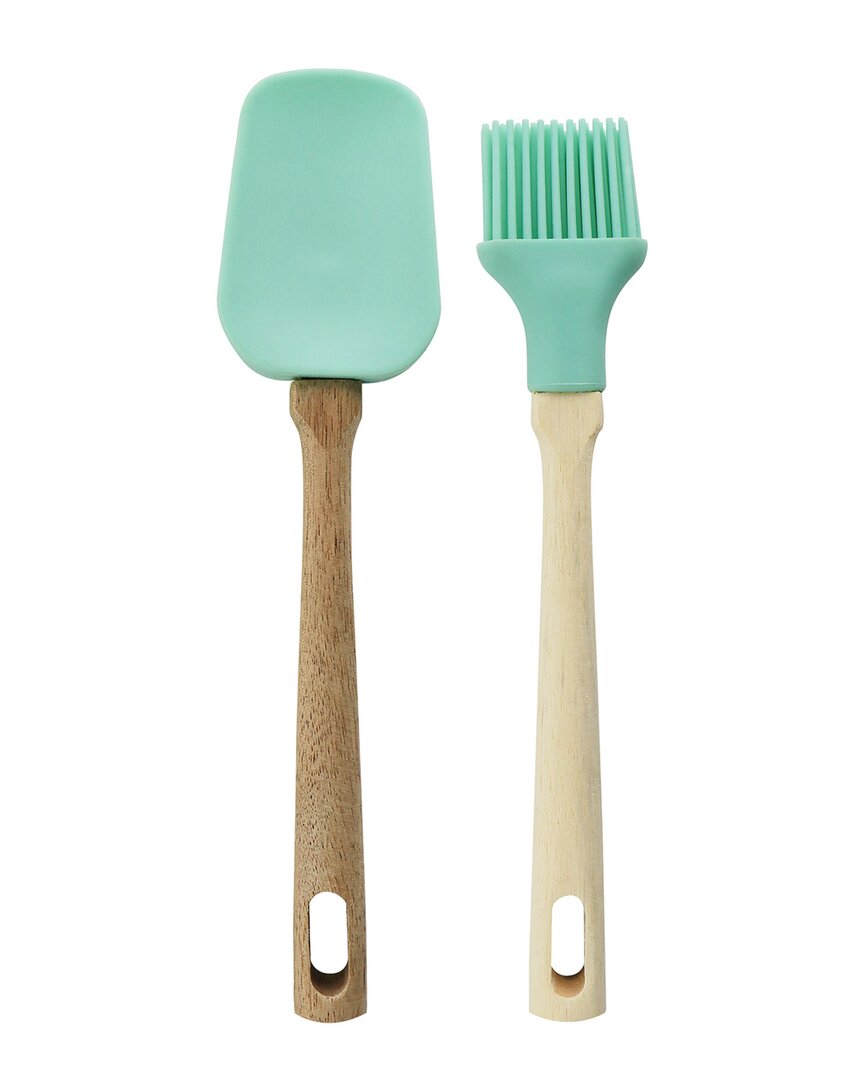 Martha Stewart Everyday Silicone Mini Spoonula And Brush Utensil Set In Mint