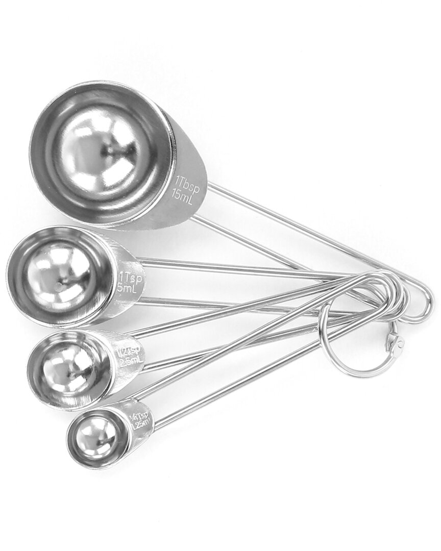 Martha Stewart Stainless Steel Measuring Spoons In Silver