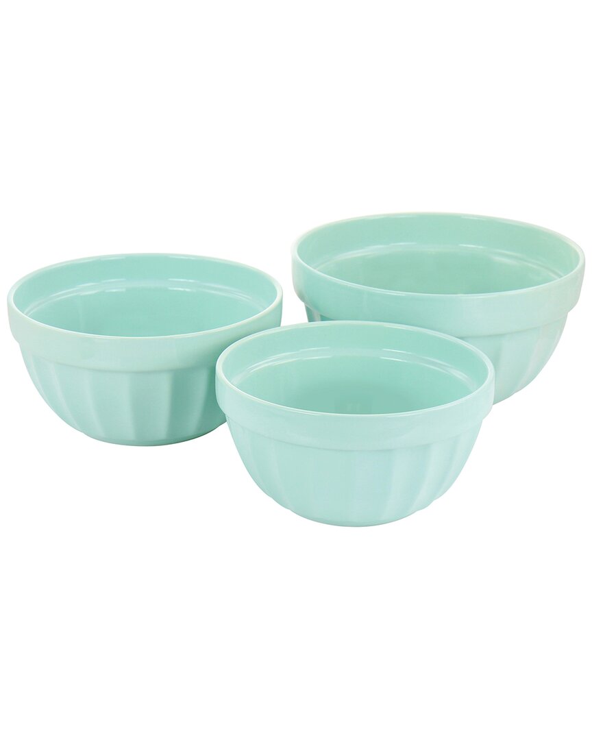 Martha Stewart 3pc Stoneware Bowl Set In Turquoise