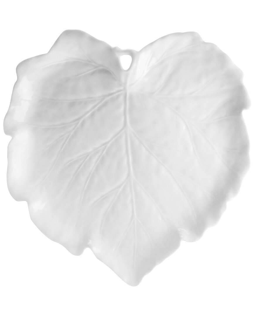 Martha Stewart 15.3in Fine Ceramic Leaf Shaped Serving Platter In White