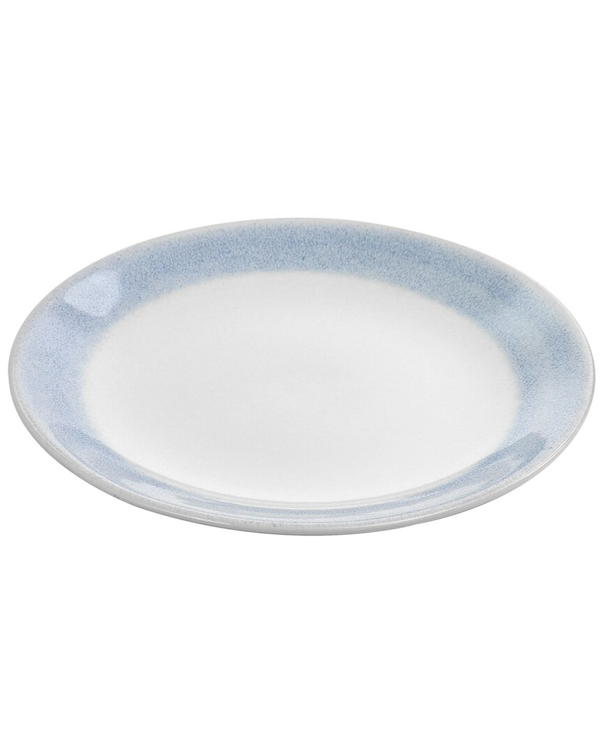 Martha Stewart 11in Stoneware Dinner Plate With Blue Rim