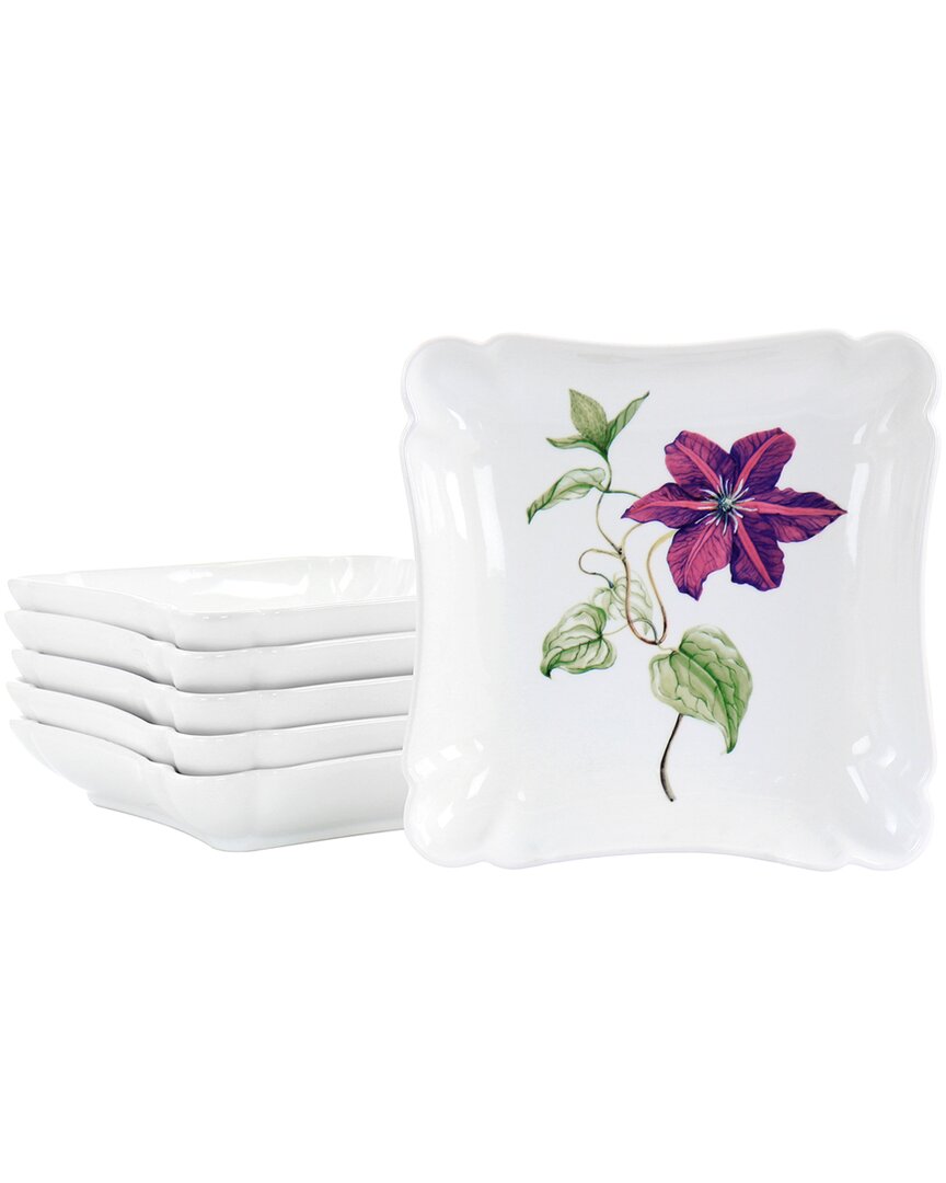 Martha Stewart Botanical Garden 6pc 8.75in Fine Ceramic Dish Set In White