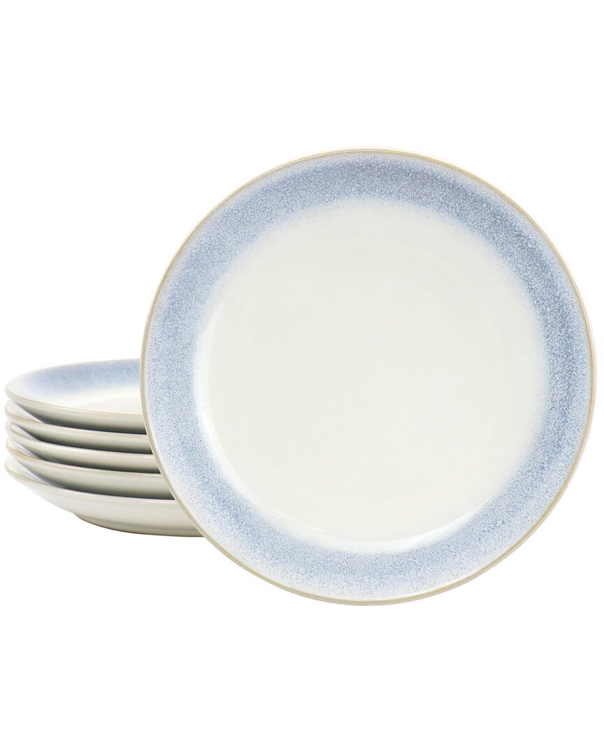 Martha Stewart Blue Rim 8.25in 6pc Stoneware Salad Plate Set