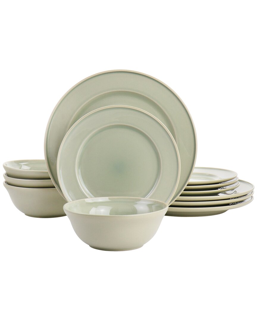 Martha Stewart 12pc Reactive Glaze Stoneware Dinnerware Set In Gray