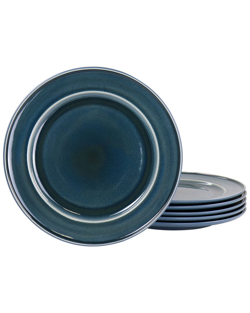 Martha Stewart 10.5in Speckle Glazed 6pc Dinner Plate Set In Blue