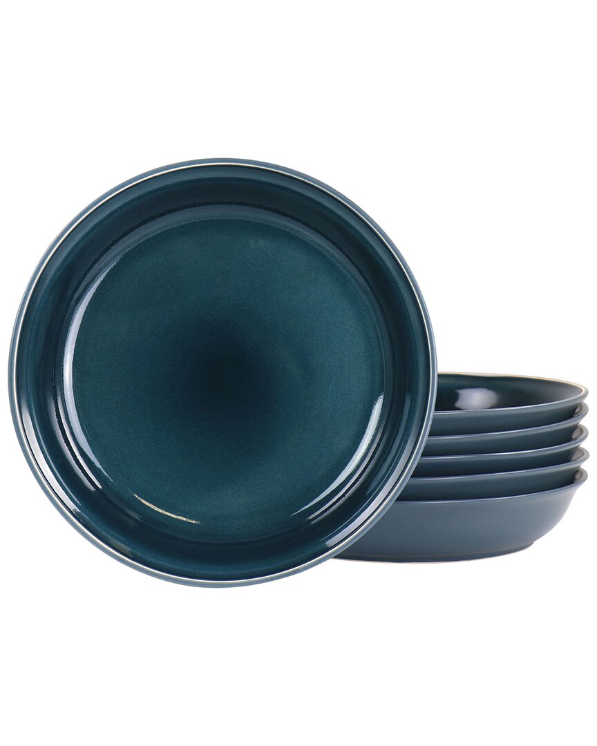 Martha Stewart 9.3in Speckle Glazed 6pc Dinner Bowl Set In Blue