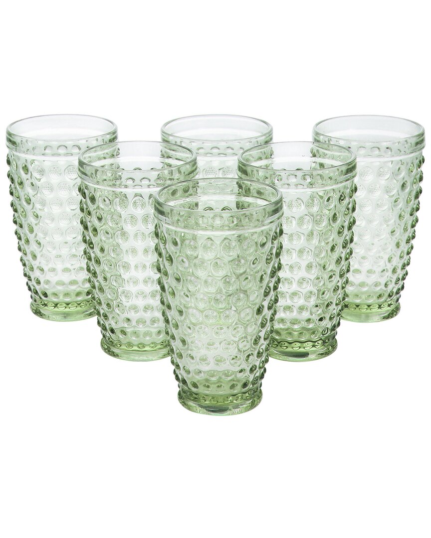 Shop Martha Stewart 6pc Hobnail Handmade Glass Tumbler Set In Green