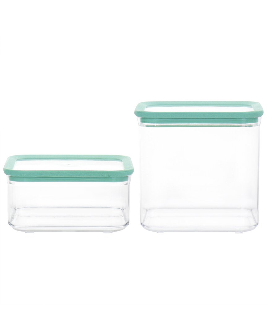 Martha Stewart 2pc Plastic Stackable Container Set With Lids In Clear