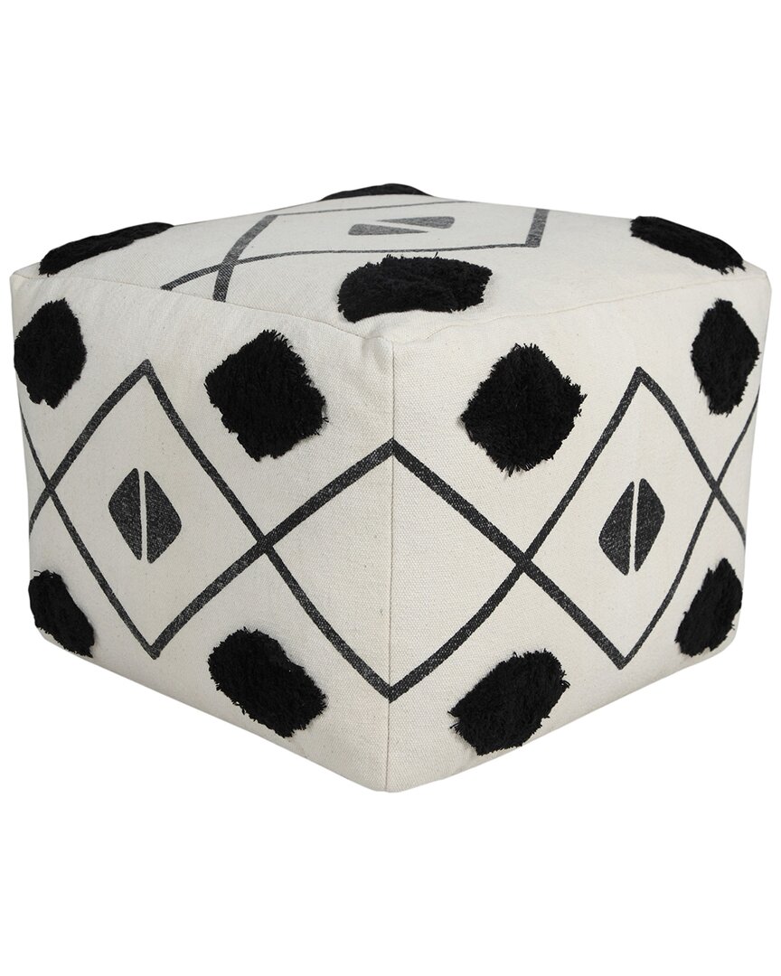 Lr Home Textured Diamond Directional Pouf Ottoman In Black