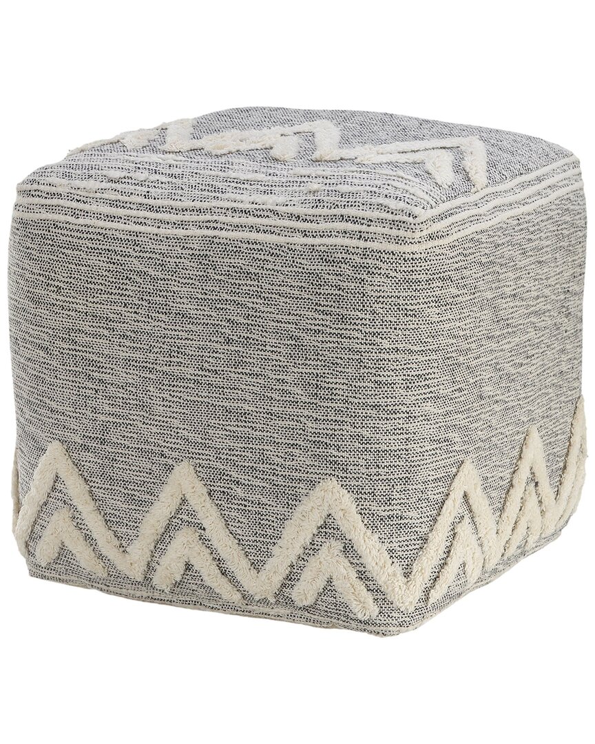 Lr Home Modern Tufted Geometric Peaks Pouf In Gray