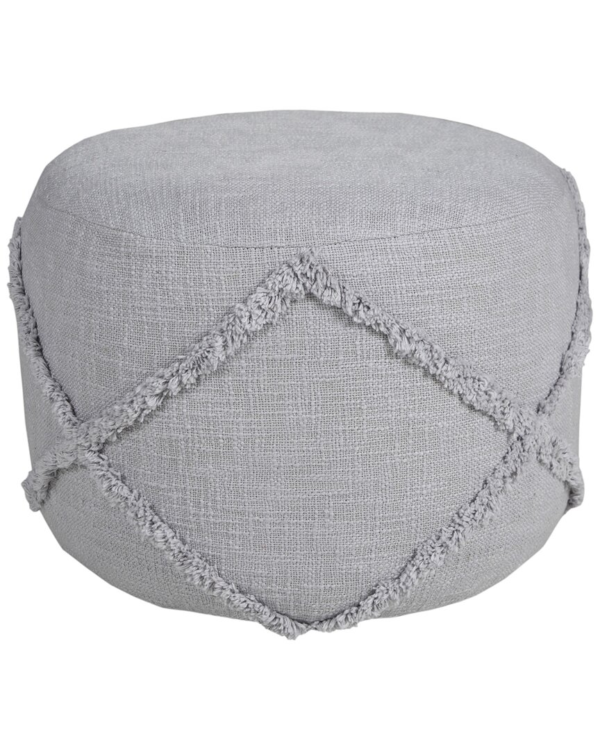 Lr Home Solid Textured Decorative Diamond Pouf Ottoman In Grey