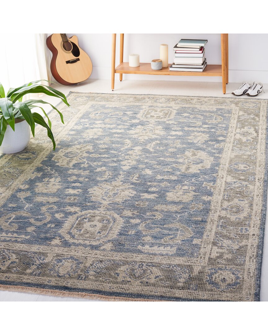 Safavieh Samarkand Hand Knotted Wool-blend Rug In Blue