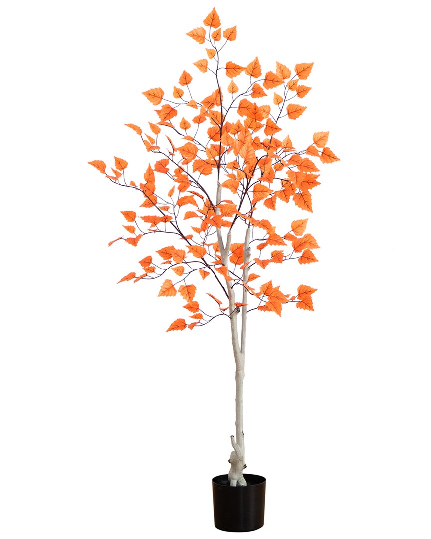 Nearly Natural 5ft. Autumn Paper Birch Artificial Fall Tree