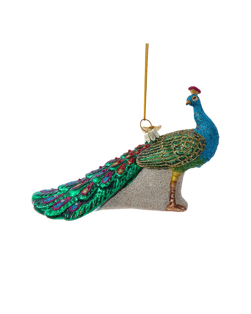 Kurt Adler 5in Noble Gems Glass Peacock Ornament In Multicolor