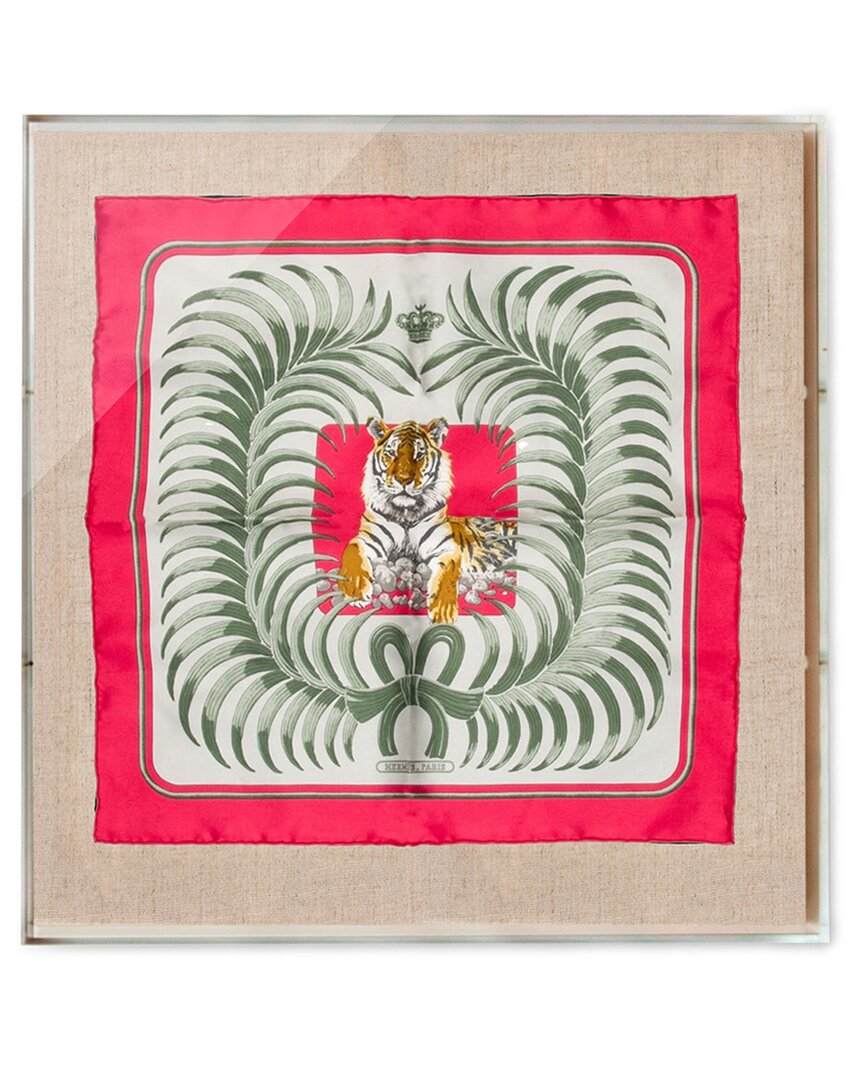 Wexel Art Hermes Tiger Royal Silk Scarf Shadowbox In Neutral