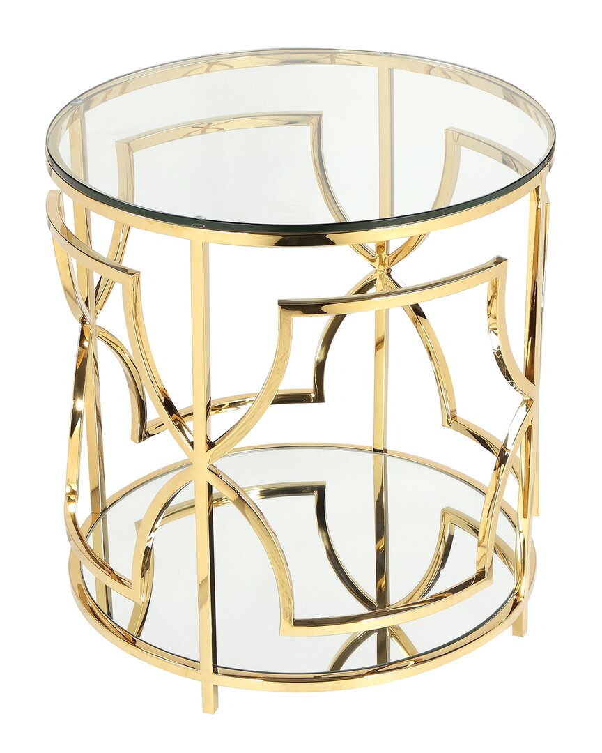 Pangea Home Z-edward Round Side Table In Gold