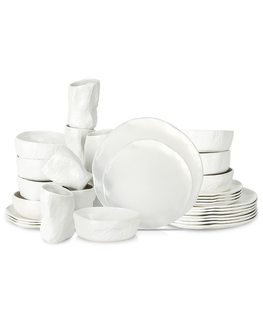 Shop Stone By Mercer Project Atik 32pc Dinnerware Set In White