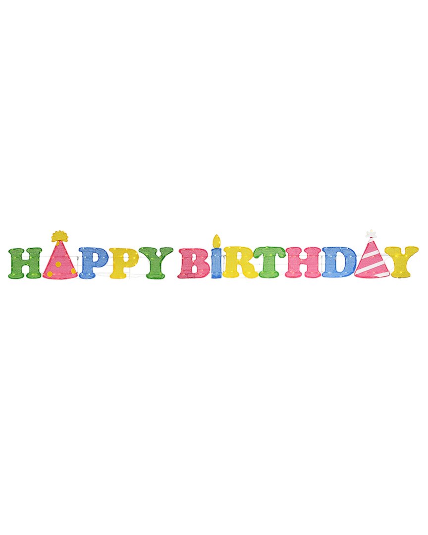 National Tree Company 15 Ft. Pre-lit Happy Birthday Decoration In Yellow